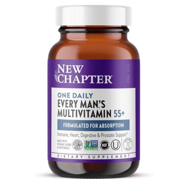 New Chapter Men's Multivitamin 50 Plus for Brain, Heart, Digestive, Prostate & Immune Support with 20+ Nutrients + Astaxanthin